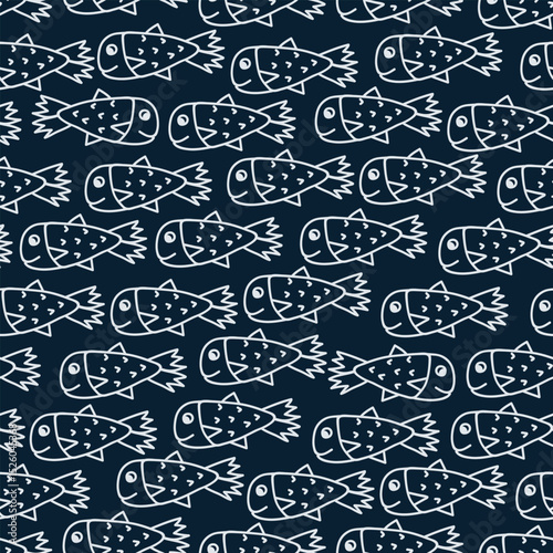 Seamless pattern with shoals of fish. Print for textile, covers, surface. For fashion fabric. Sea life pattern