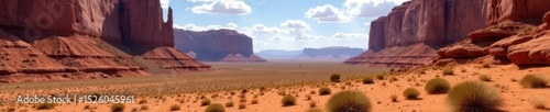Towering sandstone cliffs dominate arid valley , earth, arid, scenic