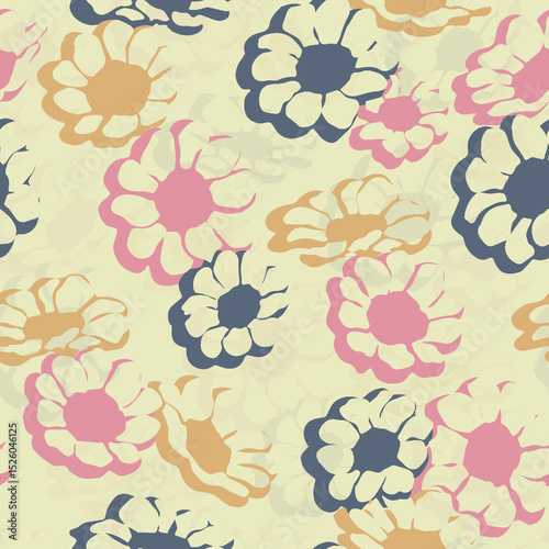 All Over Flower Design Seamless Pattern With Some Texture And Negative Digital Print Textile