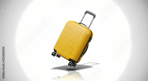 Bright yellow suitcase with telescoping handle, ready for travel