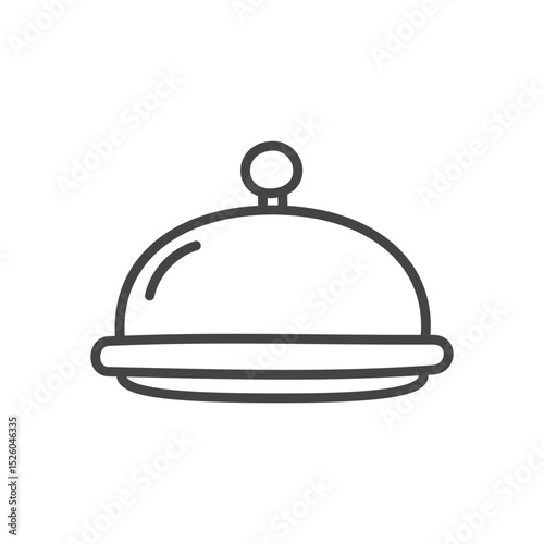 Cute serving dish icon. Monochrome hand drawn illustration of a cloche on white background. Vector 10 EPS.
