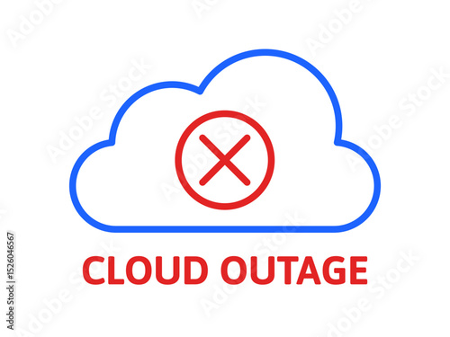 Yellow Cloud Outage Warning Sign with Cross Mark Attention Design. for Error Cloud computing Notices, Lose Internet Alerts, Web Failure. Cutout Disconnect Caution Vector.