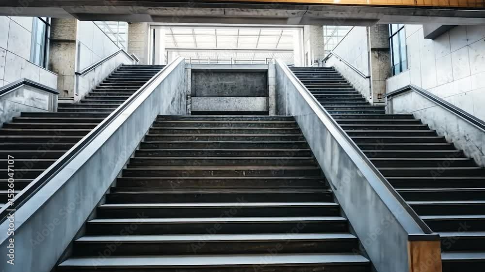 Modern concrete stairs ascend in a public space