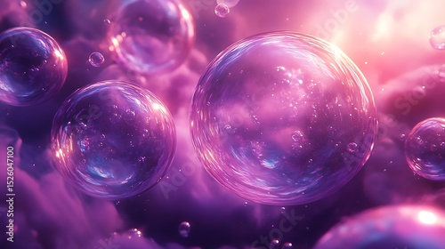 Wallpaper Mural Dreamlike cosmic scene featuring ethereal bubbles in shades of pink and violet Torontodigital.ca