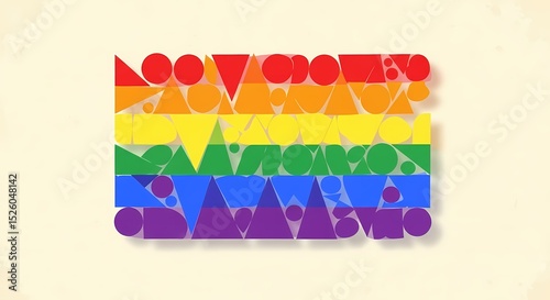 Geometric Pride: Rainbow Flag Constructed from Circles and Trian