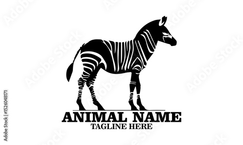 Okapi animal silhouette vector illustration, okapi animal vector illustration and okapi animal logo dasign with white background
