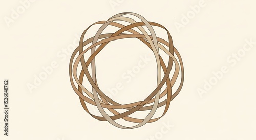 Intertwined Brown Ribbons Forming a Circular Abstract Design on
