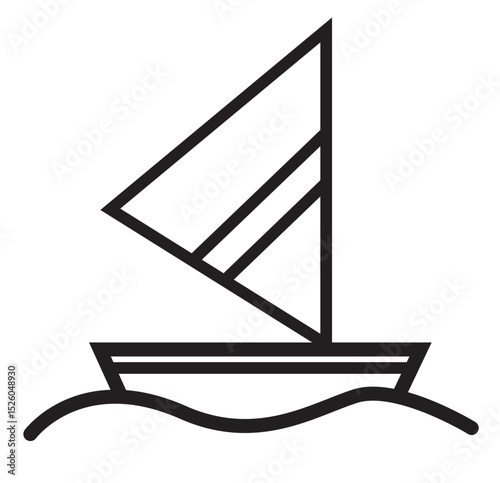 sailing boat illustration clipart line art