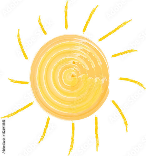 hand drawn painted sun illustration