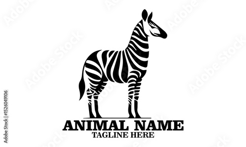 Okapi animal silhouette vector illustration, okapi animal vector illustration and okapi animal logo dasign with white background