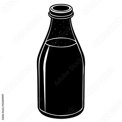 Clean Milk Bottle Icon in Silhouette Vector on Clear Background