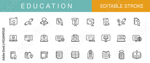 Educations Line Icons. Set collections. 27 type. Thin Line .Vector illustration