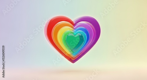 Multi-Layered Rainbow Heart Design with Soft Background