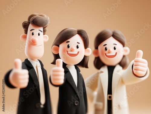 Cartoon business team giving thumbs up