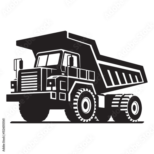 Dump Truck silhouette with industrial presence – Dump Truck illustration – Minimalist Dump Truck vector – Vehicle silhouette

