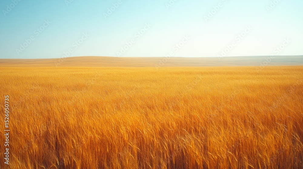 Obraz premium Golden Wheat Field Under a Clear Sky