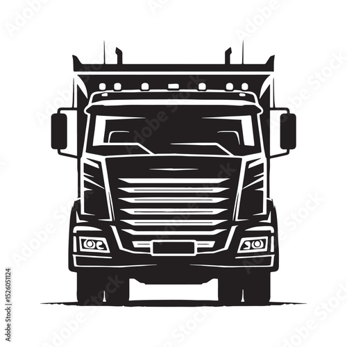 Rugged Dump Truck silhouette in working stance – Dump Truck illustration – Minimalist Dump Truck vector – Vehicle silhouette

