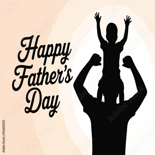 Happy Father's Day Silhouette with Child on Shoulders
