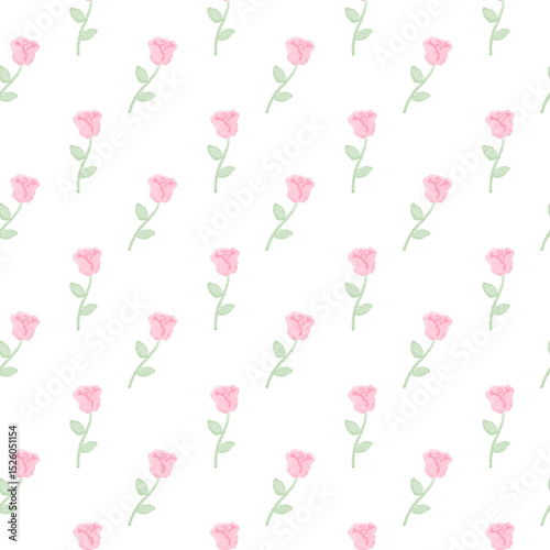 Watercolor Coquette Pink Rose Seamless Pattern Background Illustration