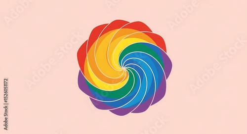 Swirling Rainbow Pride Design on Textured Pink Background, Abstr