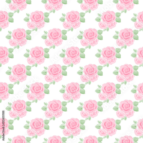 Watercolor Coquette Pink Rose Seamless Pattern Background Illustration