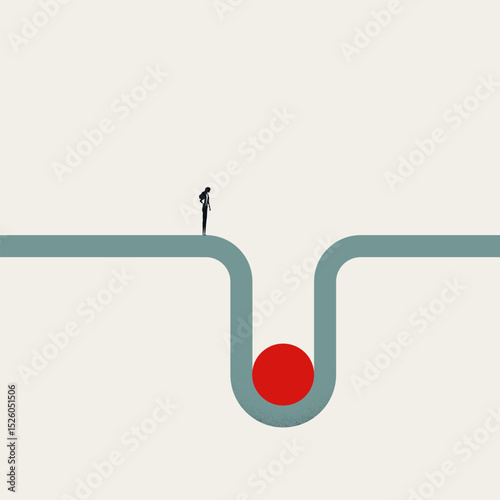 Business or career challenge vector concept. Symbol of overcoming obstacles, ambition, determination. Minimal design eps10 illustration