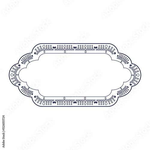 Eslimi Tazhib. Iranian art empty Frame isolated transparent background. Vector illustration of Iranian ornament Frame ideal for text box. EPS 10