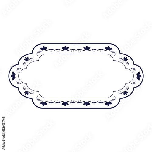 Iranian floral art. Vector text box template design. Iranian empty Frame with flowers. Perfect greeting card cover design. EPS 10
