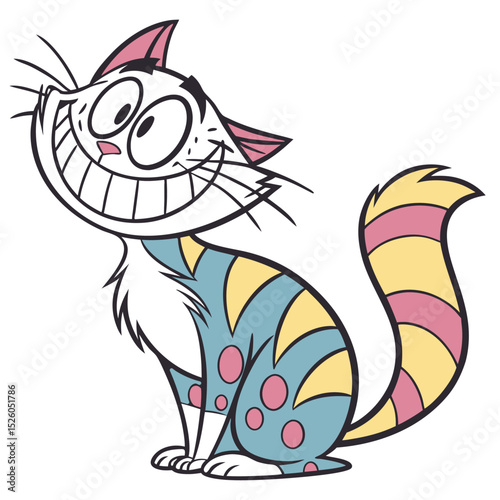cat with funny style white background and world cat day