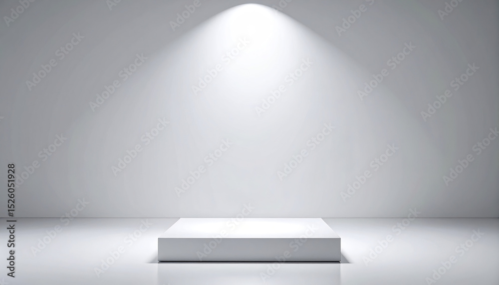 Obraz premium minimalistic display platform illuminated by soft light against light grey gradient wall