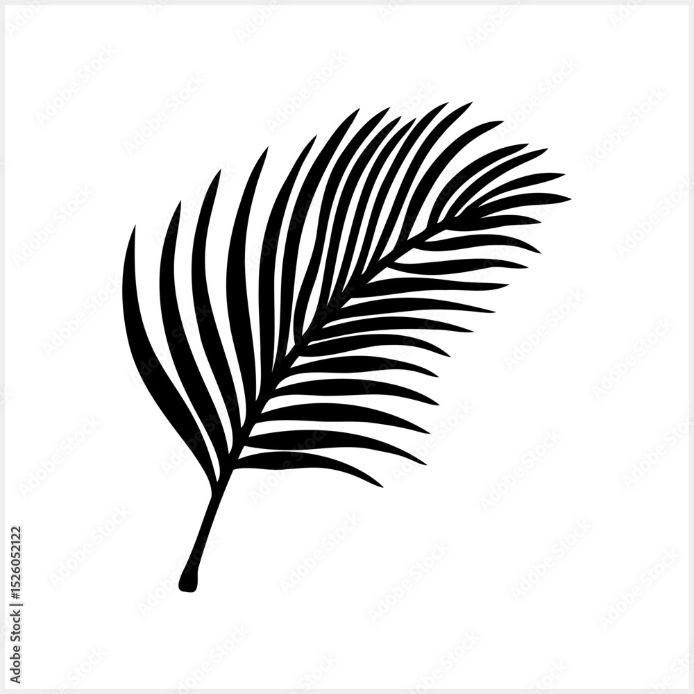 Fototapeta premium Doodle palm leaf icon isolated. Stencil Vector stock illustration