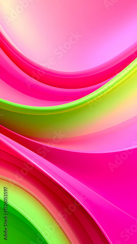 Abstract wavy design featuring vibrant pink and green colors.