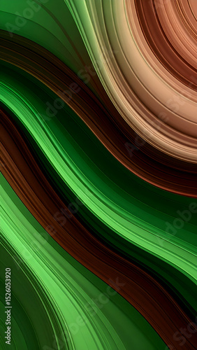 Abstract wavy design featuring green and brown tones, creating a dynamic visual effect.