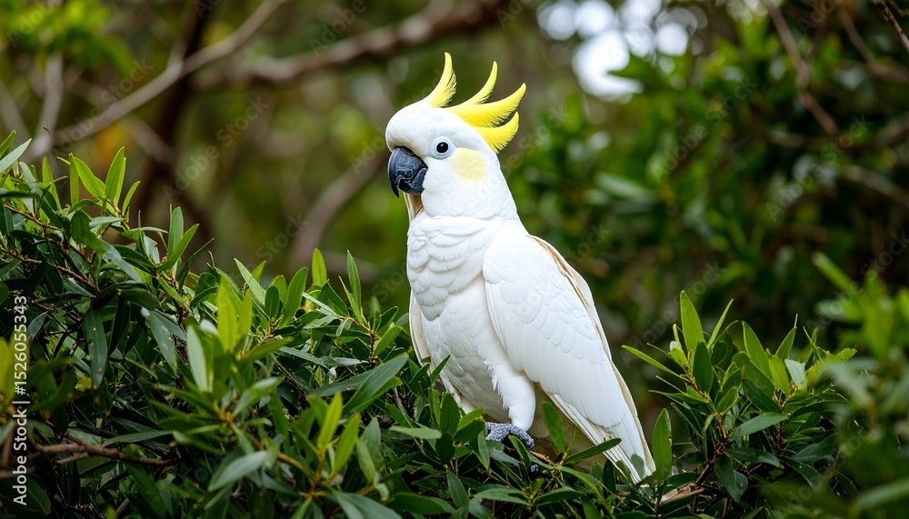 Cockatoo Perched in Tropical Tree Cockatoo Perched in Tropical Tree