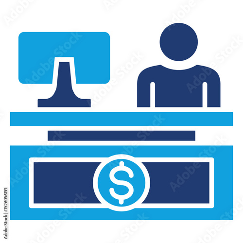 Cashier Flat Blue Icon
