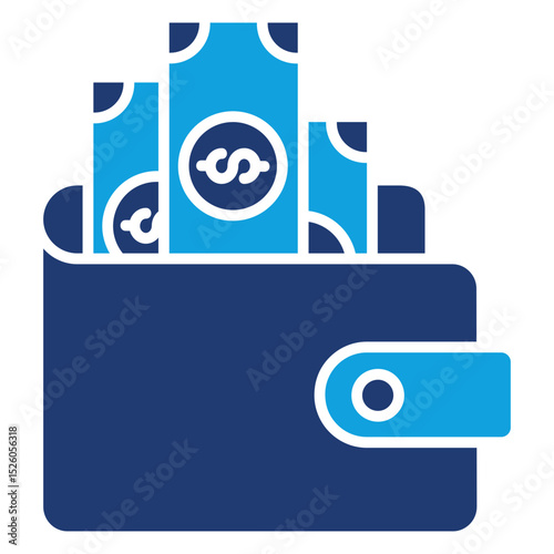 Money Wallet Flat Blue Icon