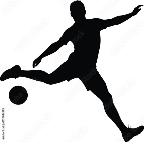 football player silhouette kicking isolated on white background