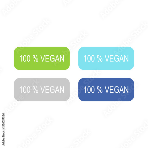 100 % VEGAN PRODUCT LABELS COLLECTION ISOLATED ON WHITE