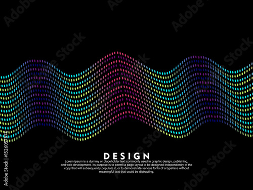 Poster with rainbow colored dot pattern background. Future technology background design.