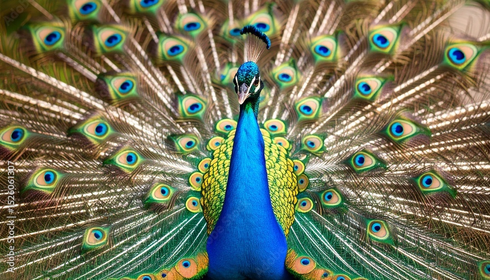 Obraz premium Peacock Displaying Feathers