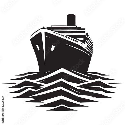 Ship silhouette in classic oceanic style – Ship illustration – Minimalist Ship vector – Vehicle silhouette

