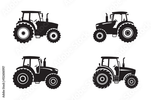 Powerful Tractor Icons Farm Equipment Illustrations for Design Projects