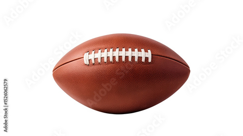 A close up of a brown leather american football on a transparent background