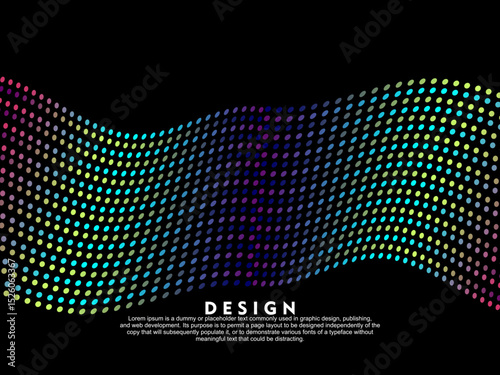 Poster with rainbow colored dot pattern background. Future technology background design.