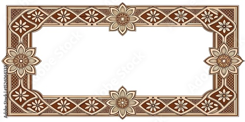 black and white floral ornament frame and Eslimi Tazhib Iranian Art Design Text Box Text Input Area Floral Vector Old Vintage Art