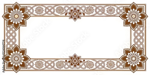 black and white floral ornament frame and Eslimi Tazhib Iranian Art Design Text Box Text Input Area Floral Vector Old Vintage Art