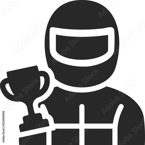 Racer solid icon used in motorsport, competition, and racing champion design themes.