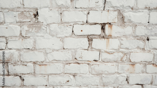 High resolution closeup of distressed white bricks with signs of decay and grime