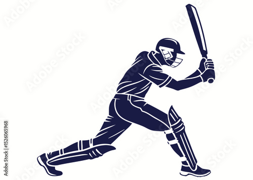 Vector Silhouette of a Cricket Player – Dynamic Sports Action