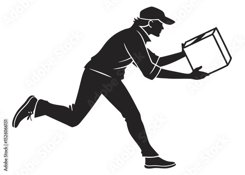 Vector Silhouette of a Delivery Person with Box – Fast and Reliable Delivery Concept